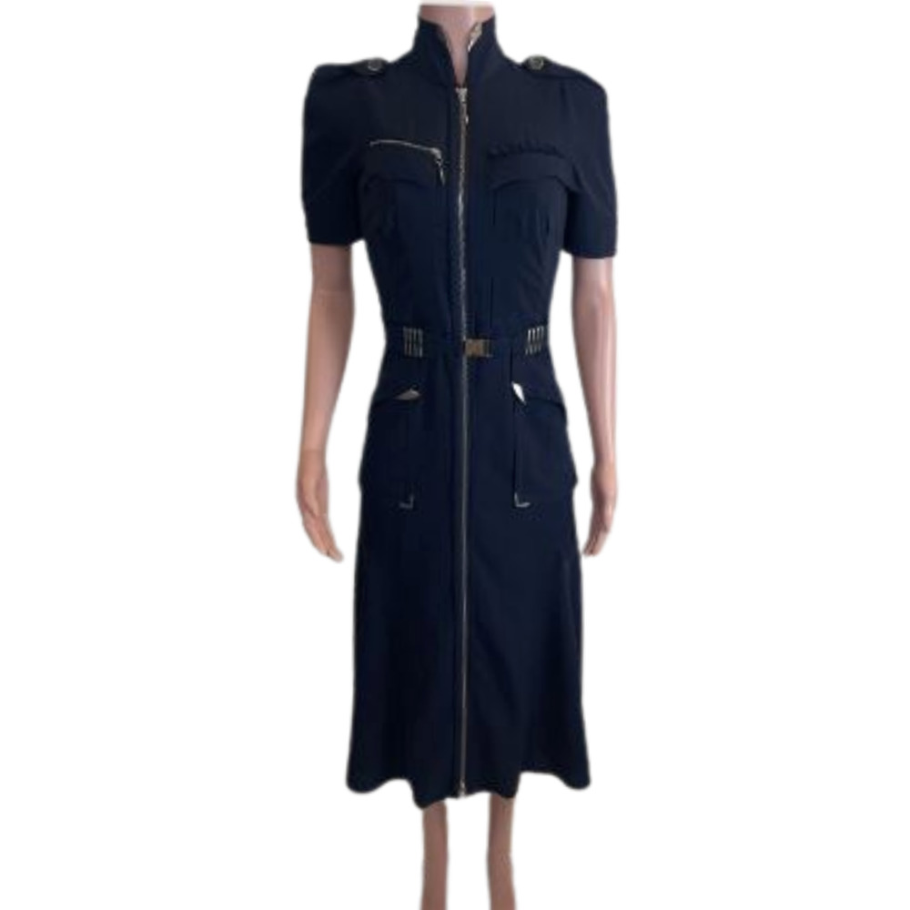 Byron Lars Beauty Mark Blue Zip Front Belted Utility
